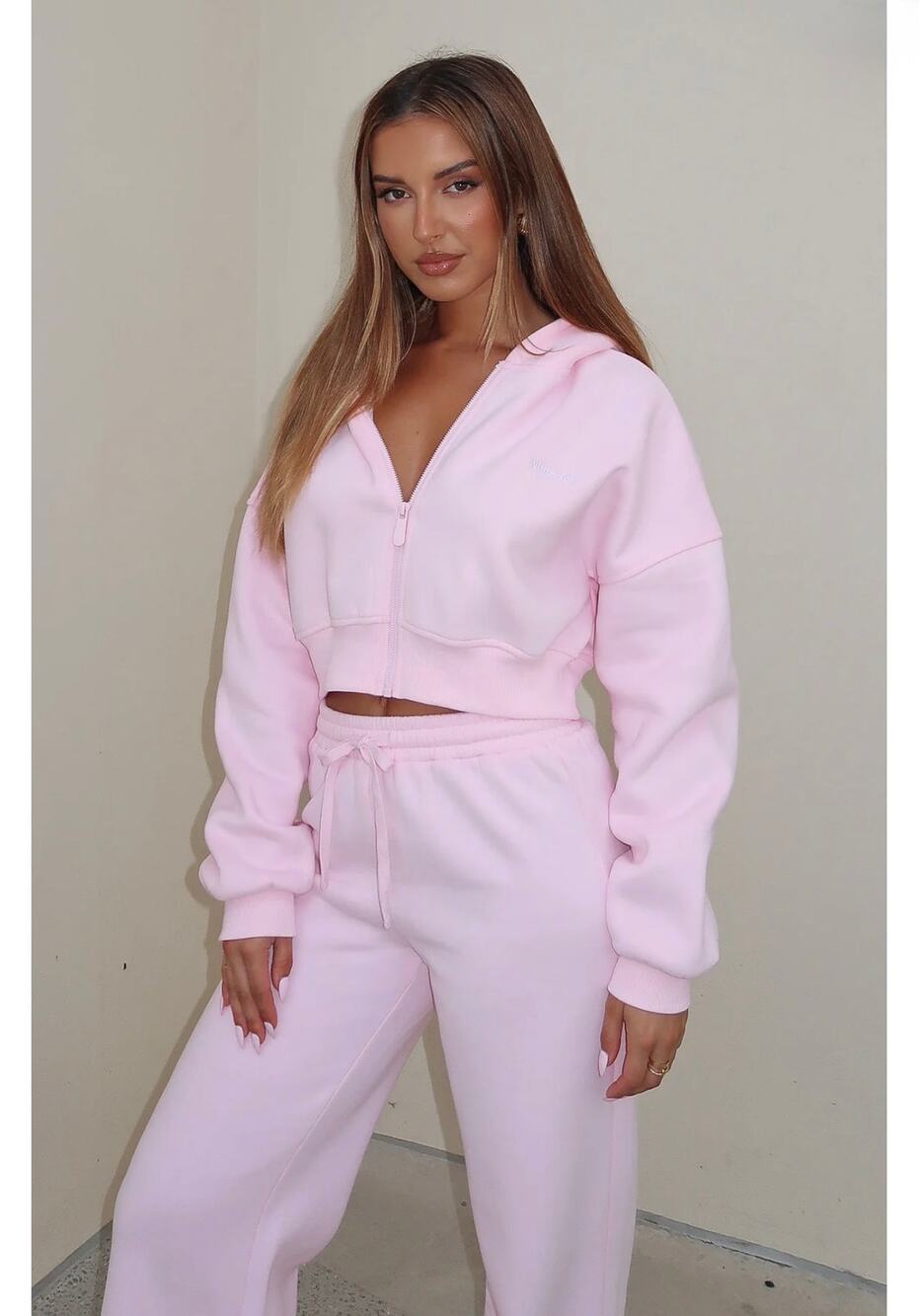 White Fox She's Effortless Cropped Hoodie Posy